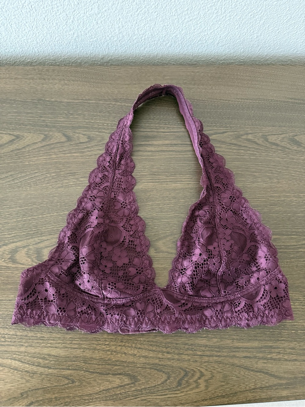 Free People Lace Halter Bralette in Plum
